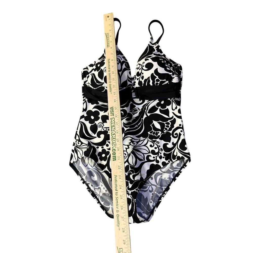 Speedo One Piece Swimsuit Womens 14 Used Black Ivory Floral 7225349 - Picture 11 of 16